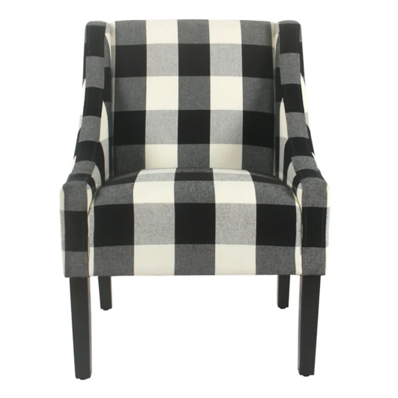 Black Buffalo Check Swoop Accent Chair