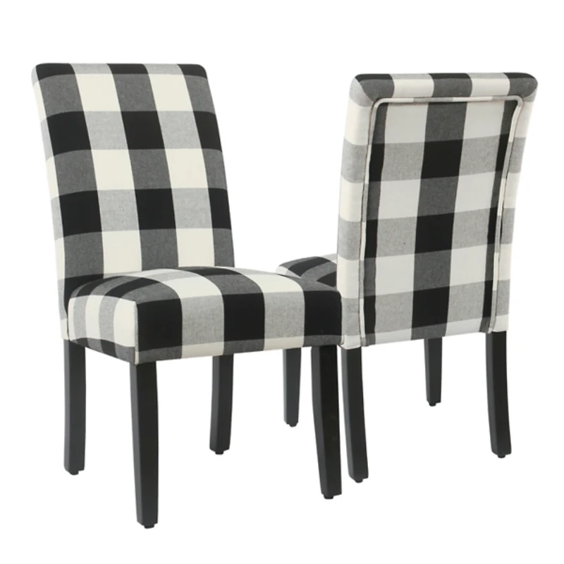 Black Buffalo Check Dining Chairs, Set of 2
