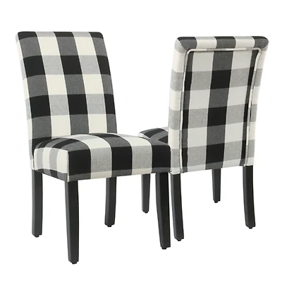 Black Buffalo Check Dining Chairs, Set of 2