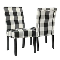 Black Buffalo Check Dining Chairs, Set of 2