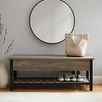 Graywashed Lift-Top Storage Bench