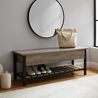 Graywashed Lift-Top Storage Bench