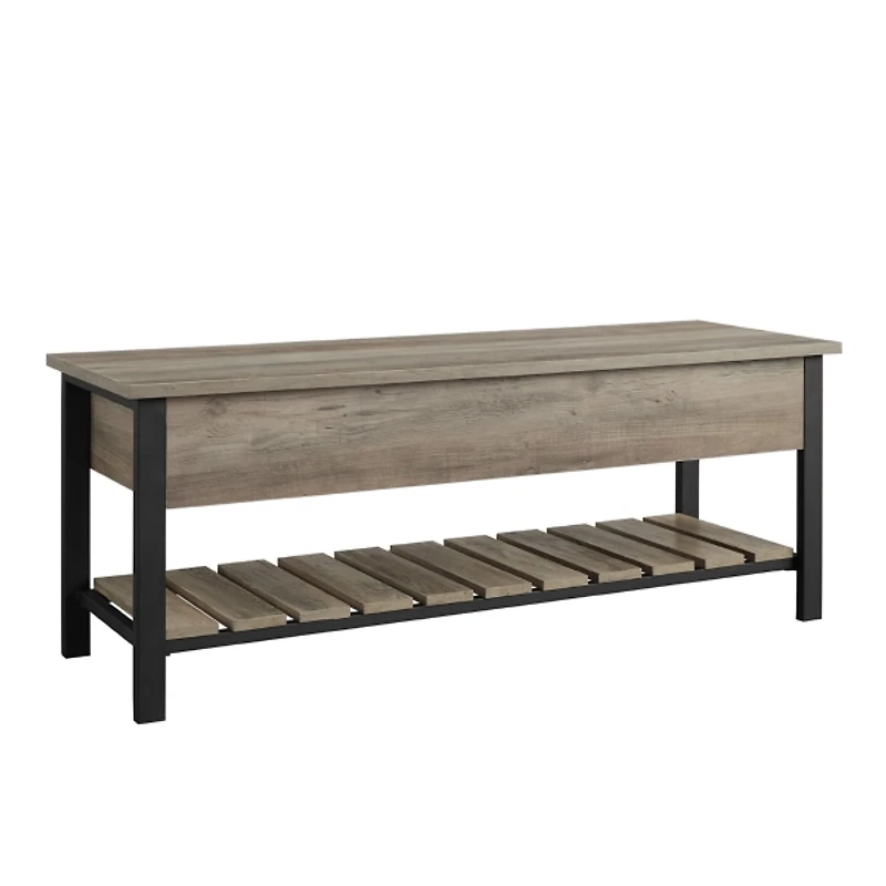 Graywashed Lift-Top Storage Bench