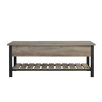 Graywashed Lift-Top Storage Bench