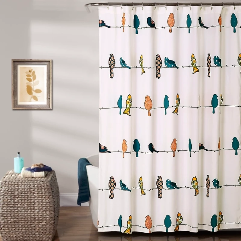 Printed Birds Shower Curtain