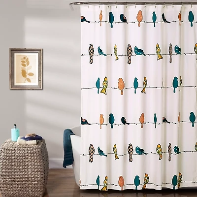 Printed Birds Shower Curtain