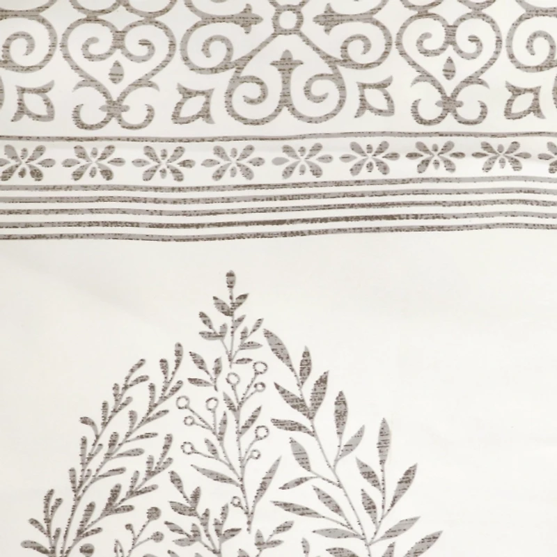 Gray Teardrop Leaves Curtain Panel Set