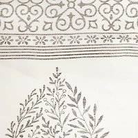 Gray Teardrop Leaves Curtain Panel Set