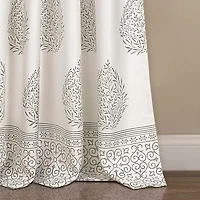 Gray Teardrop Leaves Curtain Panel Set