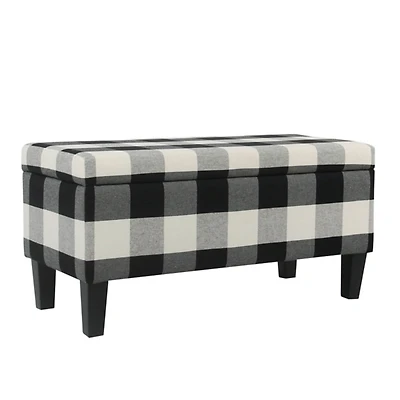 Black Buffalo Check Storage Bench