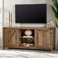 Rustic Oak Barn Doors TV Stand