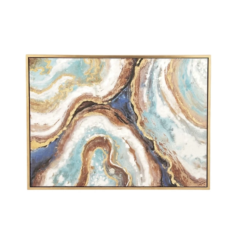 Blue Marbling Agate Framed Canvas Art Print