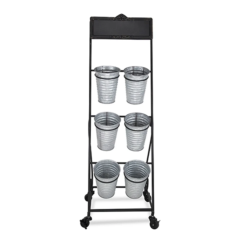 Metal Rolling Planter with Galvanized Buckets