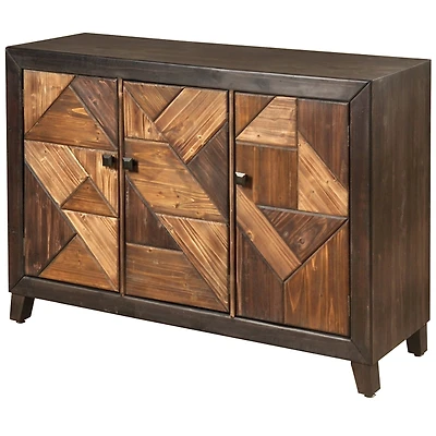 Chevron 3-Door Wooden Credenza