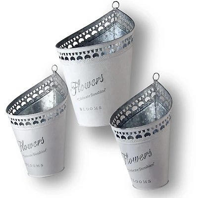 Hanging Galvanized Steel Planters, Set of 3