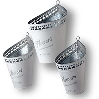 Hanging Galvanized Steel Planters, Set of 3