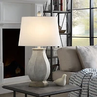 Ivory Wirebrushed Oval Table Lamp