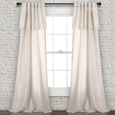 Neutral Tassel Curtain Panel Set, 84 in.