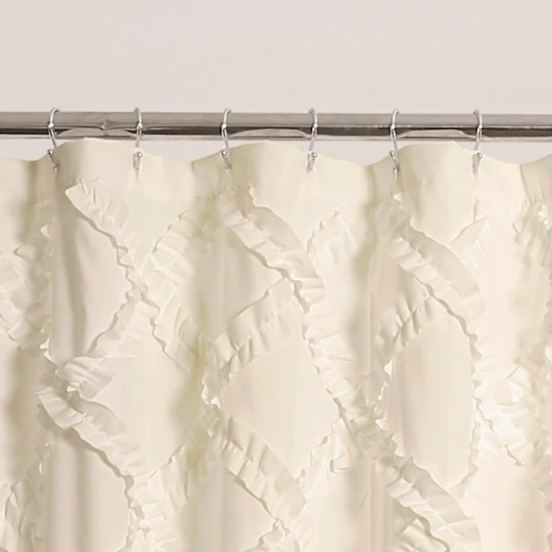 Ivory Ruffle Diamond Shower Curtain