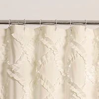 Ivory Ruffle Diamond Shower Curtain