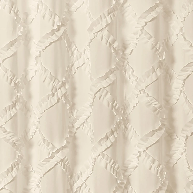 Ivory Ruffle Diamond Shower Curtain