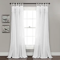 White Linda Ruffle Curtain Panel Set, 84 in.