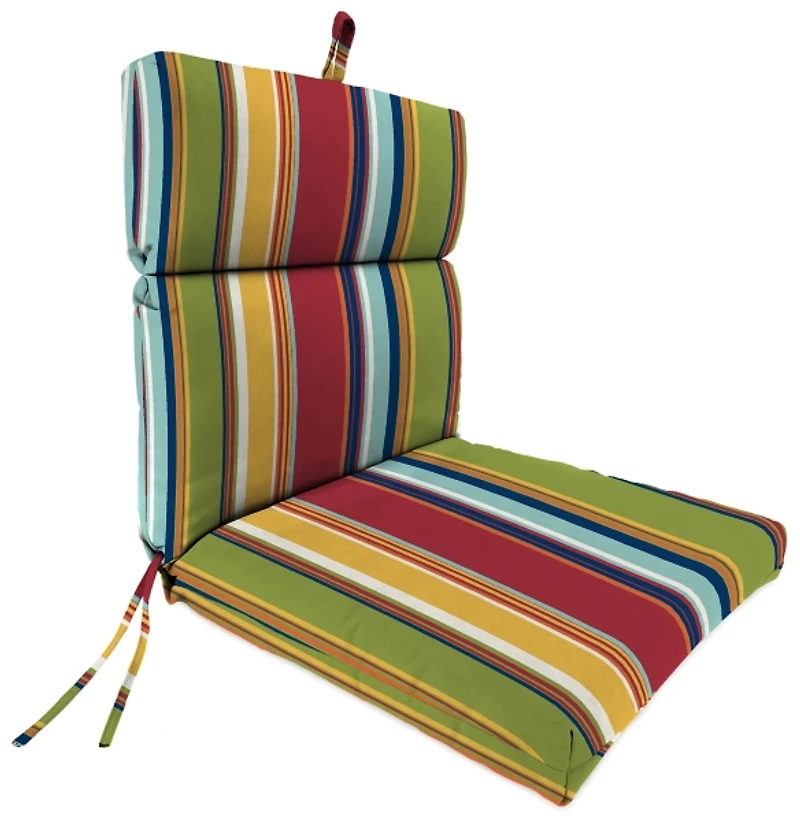 Red Garden Stripe Outdoor Dining Chair Cushion