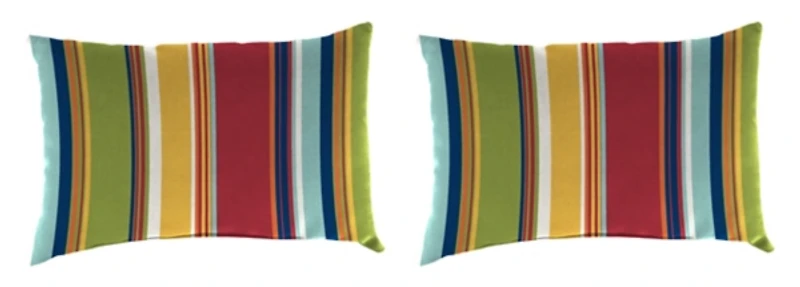 Red Garden Stripe Outdoor Accent Pillows, Set of 2