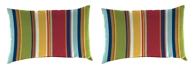 Red Garden Stripe Outdoor Accent Pillows, Set of 2