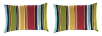 Red Garden Stripe Outdoor Accent Pillows, Set of 2