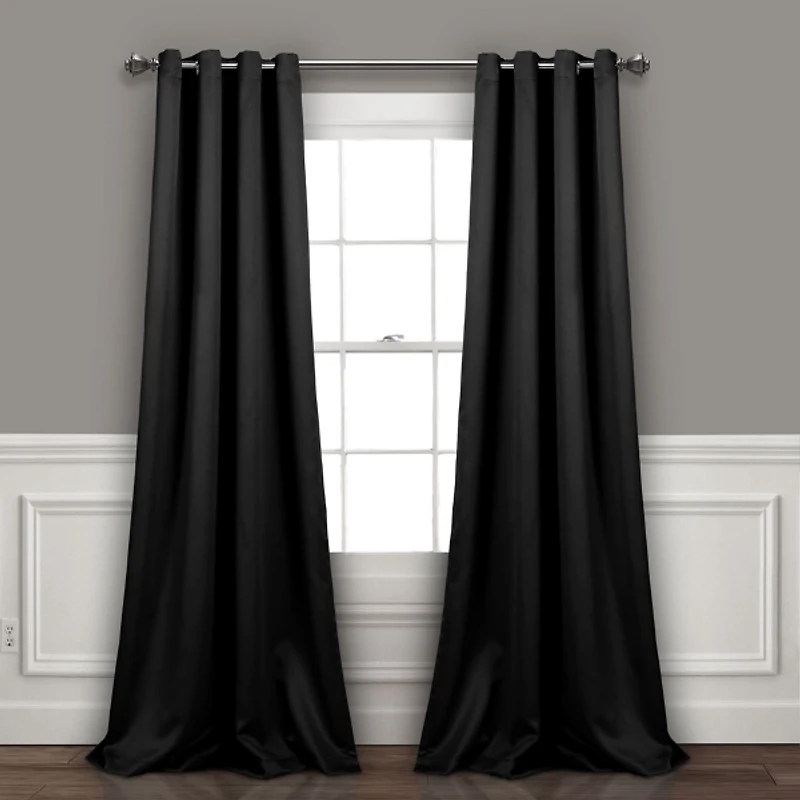 Black Blackout Curtain Panel Set, 84 in.