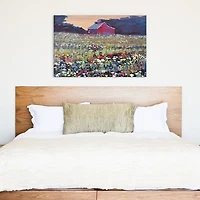 Red Barn and Flowers Canvas Art Print