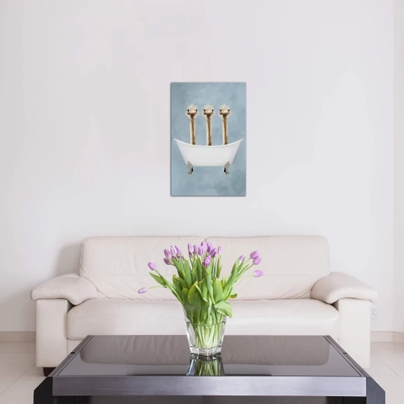 Ostriches in Bathtub Canvas Art Print