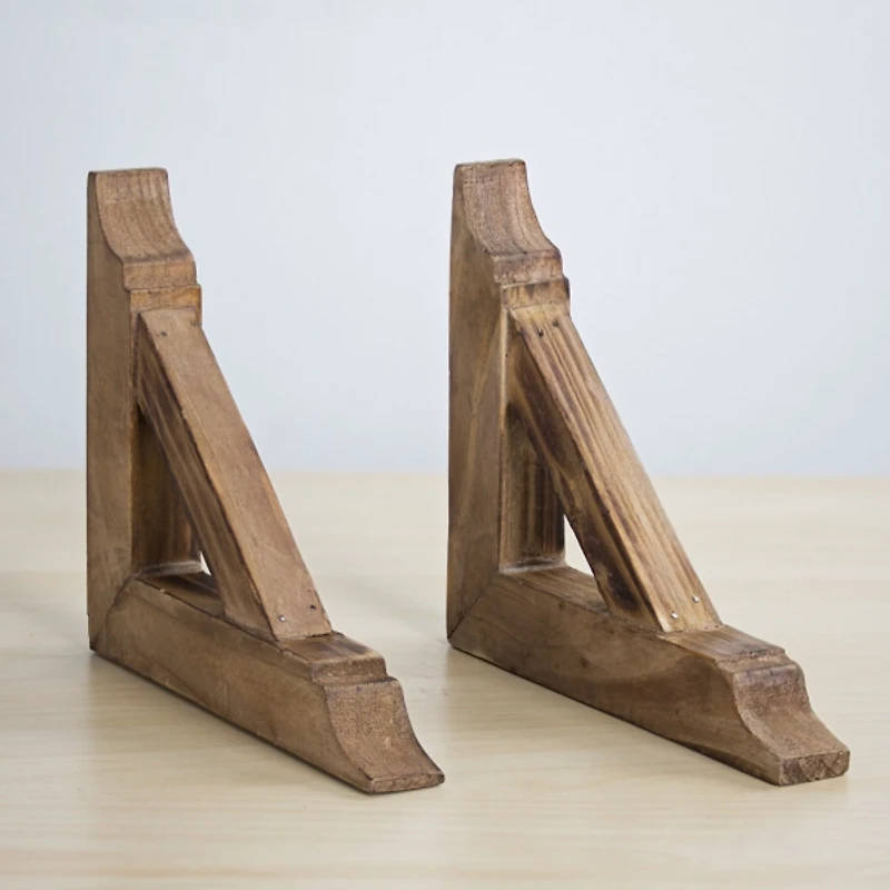 Brown Corbel Shelf Brackets, Set of 2