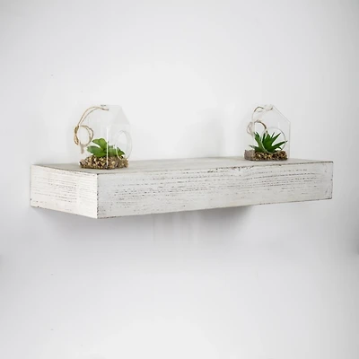 Whitewashed Wood Floating Shelf, 24 in.