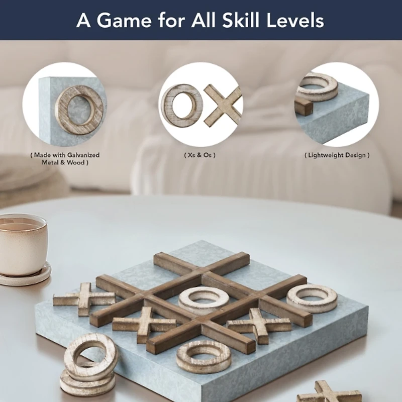 Tic Tac Toe Wood and Metal Magnetic Memo Board