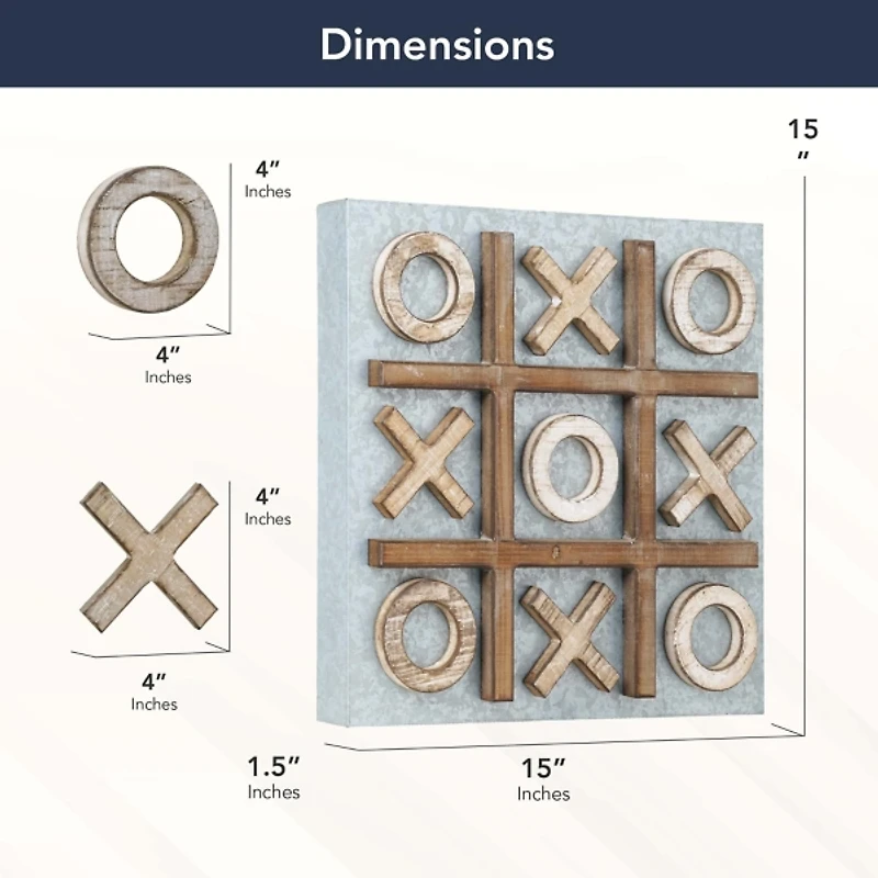 Tic Tac Toe Wood and Metal Magnetic Memo Board