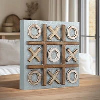 Tic Tac Toe Wood and Metal Magnetic Memo Board