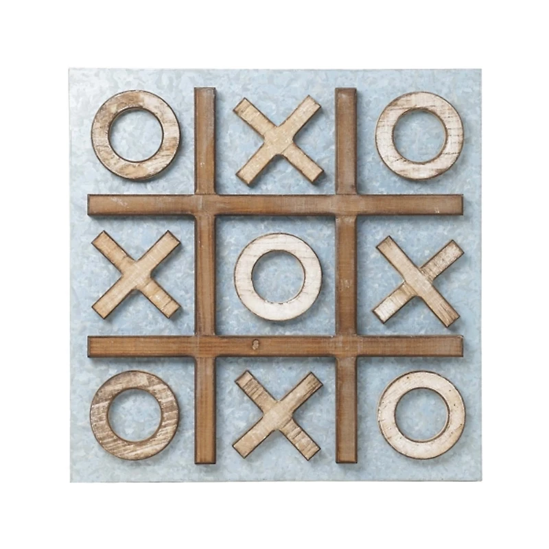 Tic Tac Toe Wood and Metal Magnetic Memo Board