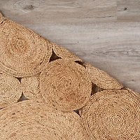 Jute Modern Floral Round Area Rug, 4 ft.