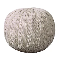 Ivory Cable Knit Pouf