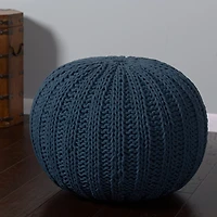 Midnight Blue Cable Knit Pouf