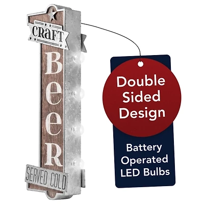 Vintage LED Metal Craft Beer Bar Marquee Plaque