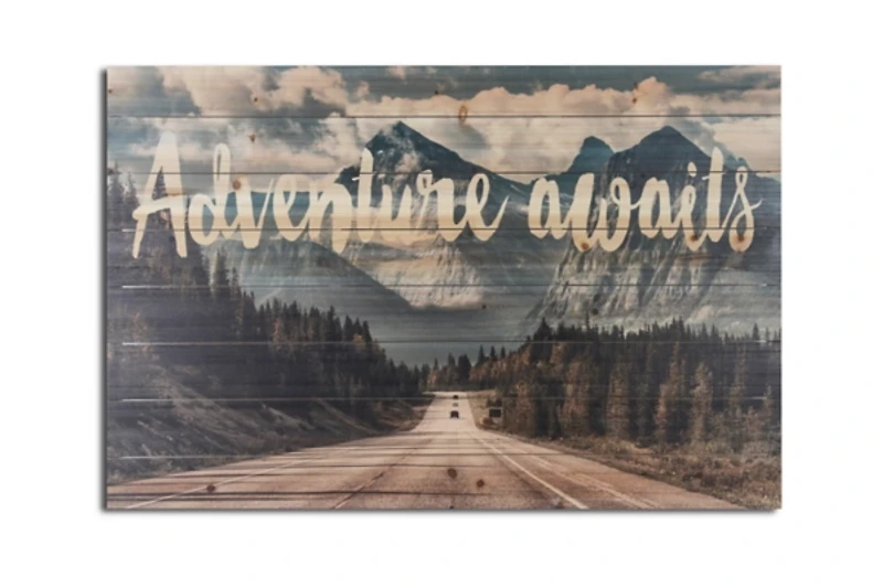 Adventure Awaits Wood Art Print