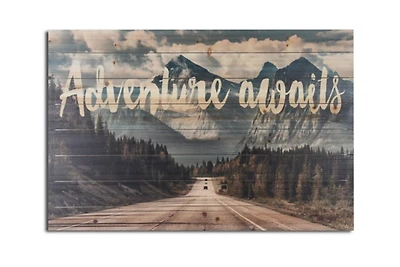 Adventure Awaits Wood Art Print