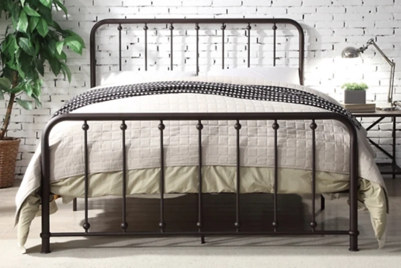 Metal Slat Bronze Queen Platform Bed