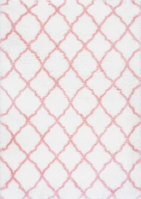 Pink and White Iliza Trellis Area Rug, 5x8