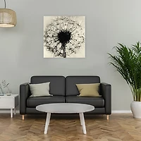 Black and White Dandelion Giclee Canvas Art Print