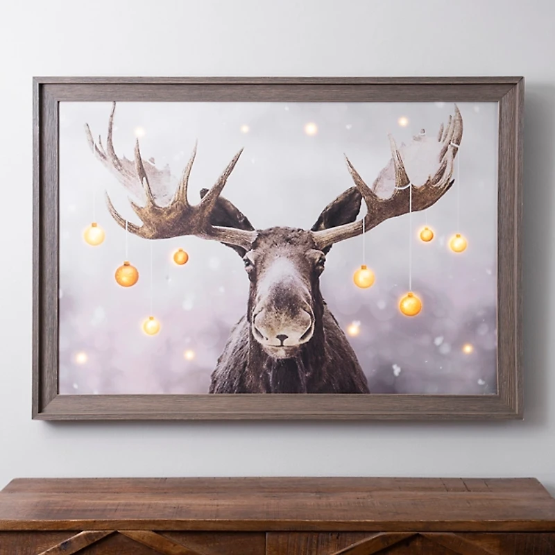 Pre-Lit Elmer the Moose Framed Canvas Art Print
