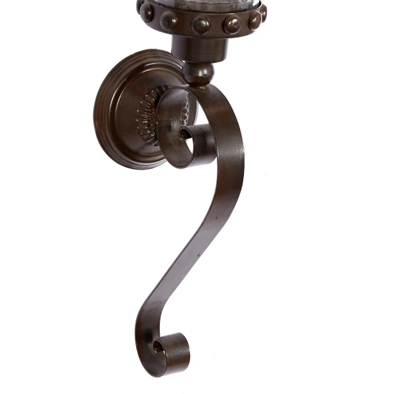 Scrolled Wrought Iron and Glass Hurricane Sconce